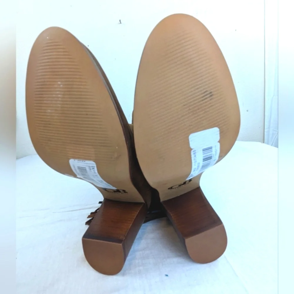 Gianni Bini Brown Suede Leather Fringe Boots Size 8 3.5